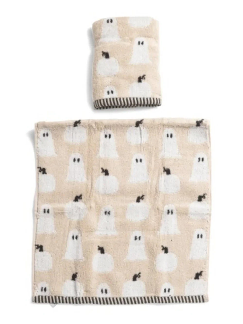 NWT KASSATEX Set Of 2 Spooky Pumpkins Bath Hand Towels